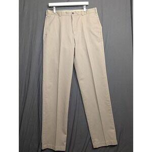 Brooks Brothers Men's Tan Khaki Flat Front Chino Dress Pants Size 35 x 36